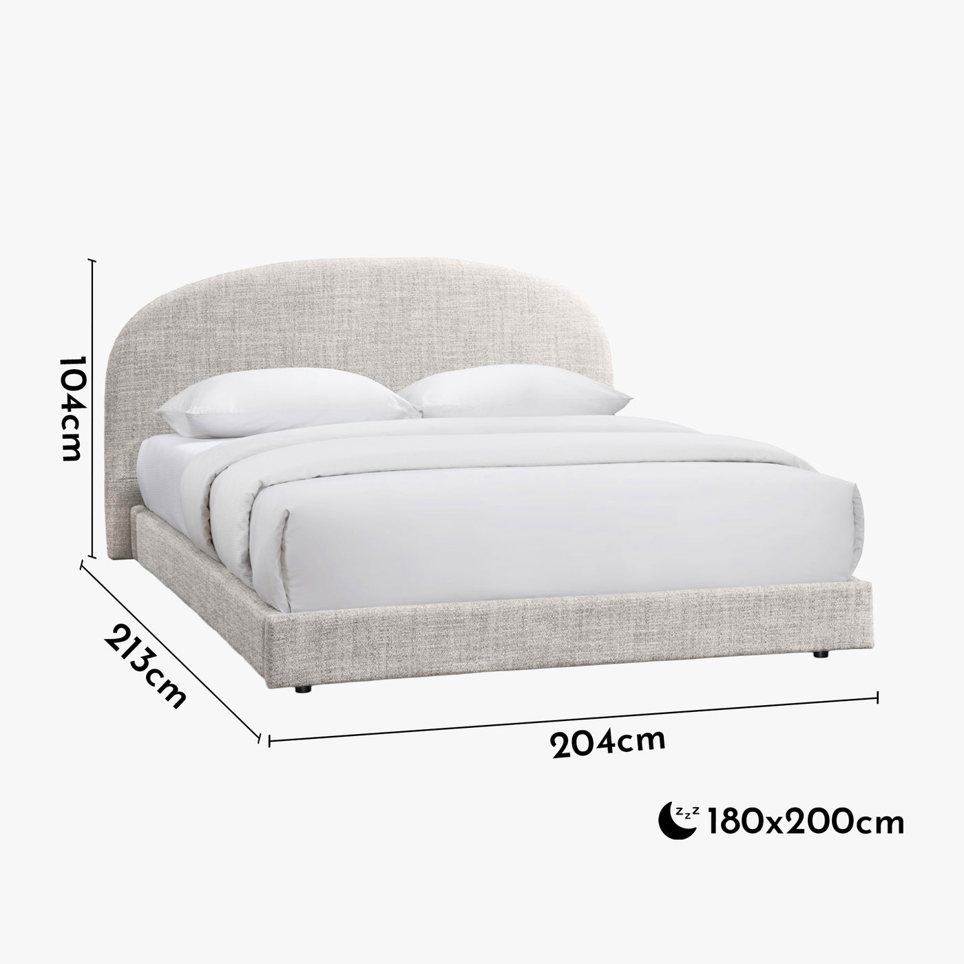 RANIA Lit double en tissu beige 180x200 cm