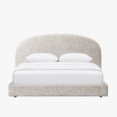 Lit double en tissu beige 140x190 cm