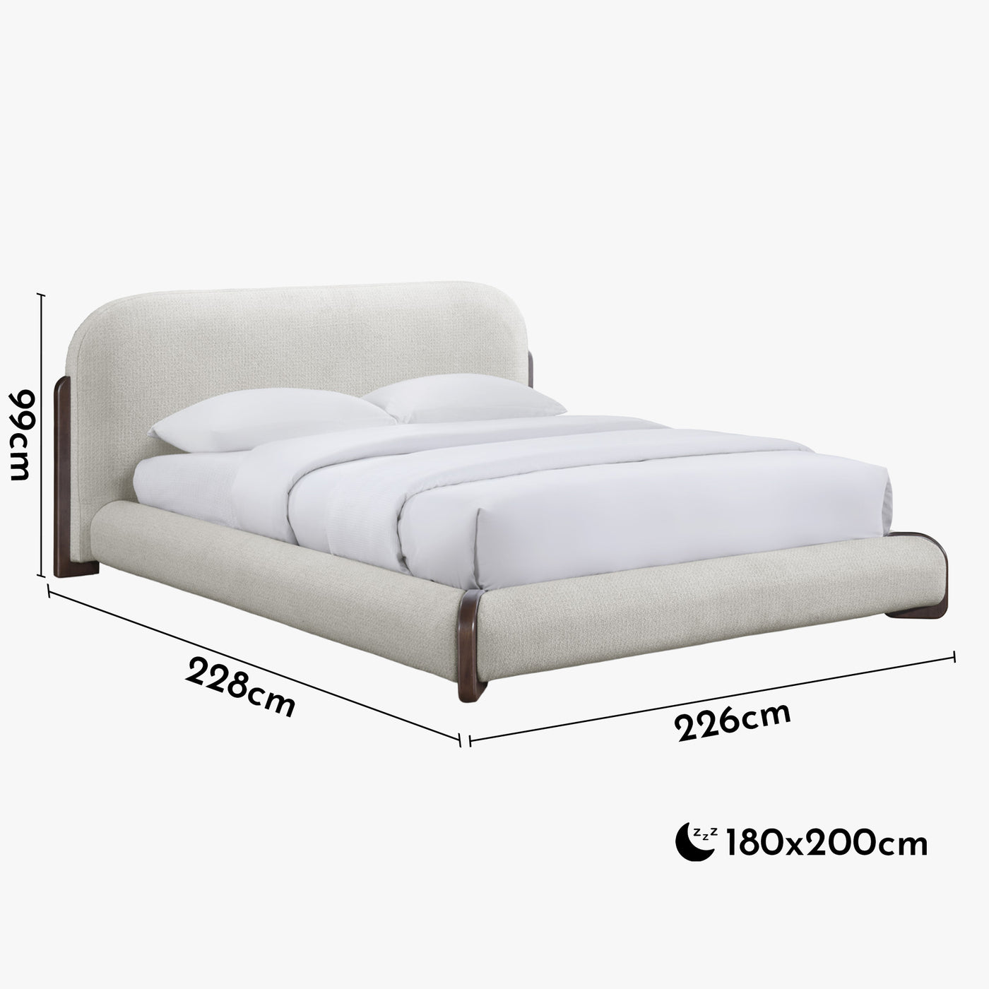 lit en tissu beige 180x200 cm