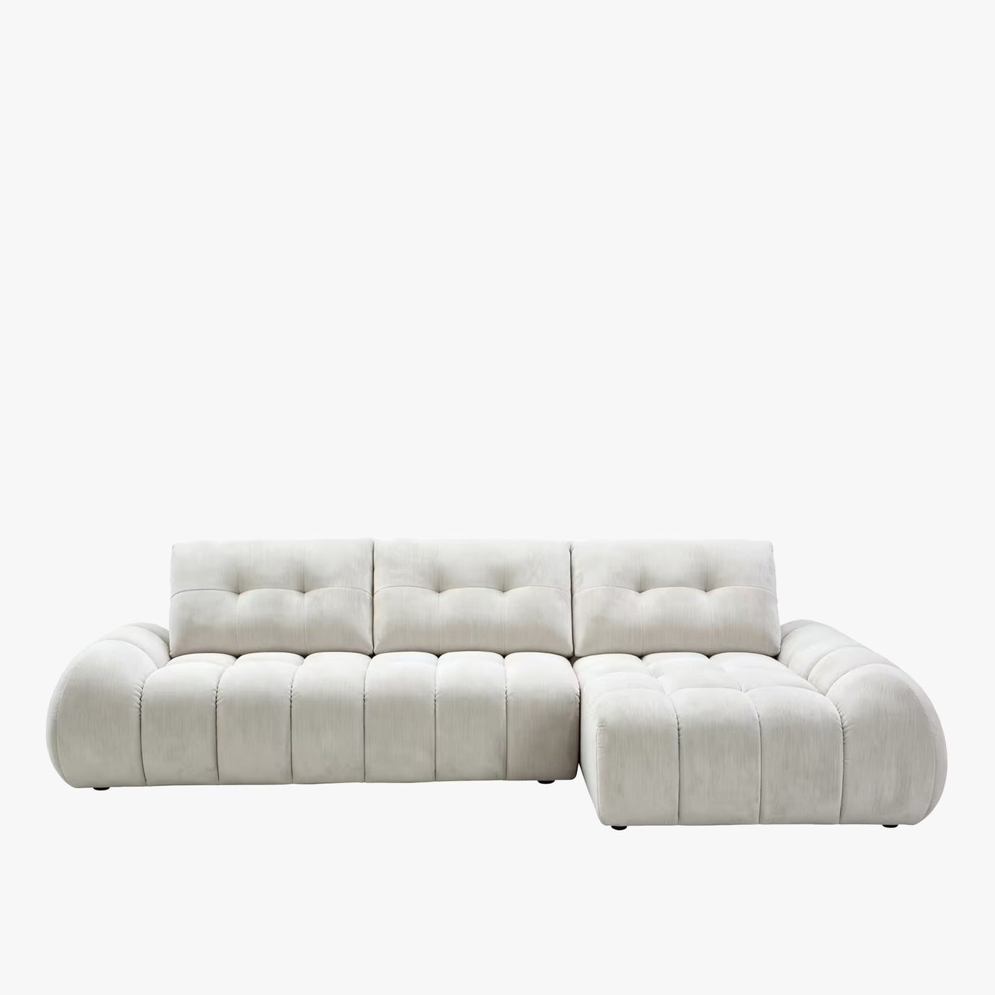 KESSY Canapé d'angle avec dossier amovible en tissu capitonné beige - Angle droit