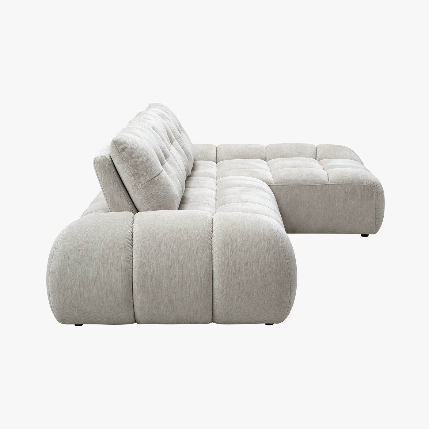 KESSY Canapé d'angle avec dossier amovible en tissu capitonné beige - Angle droit