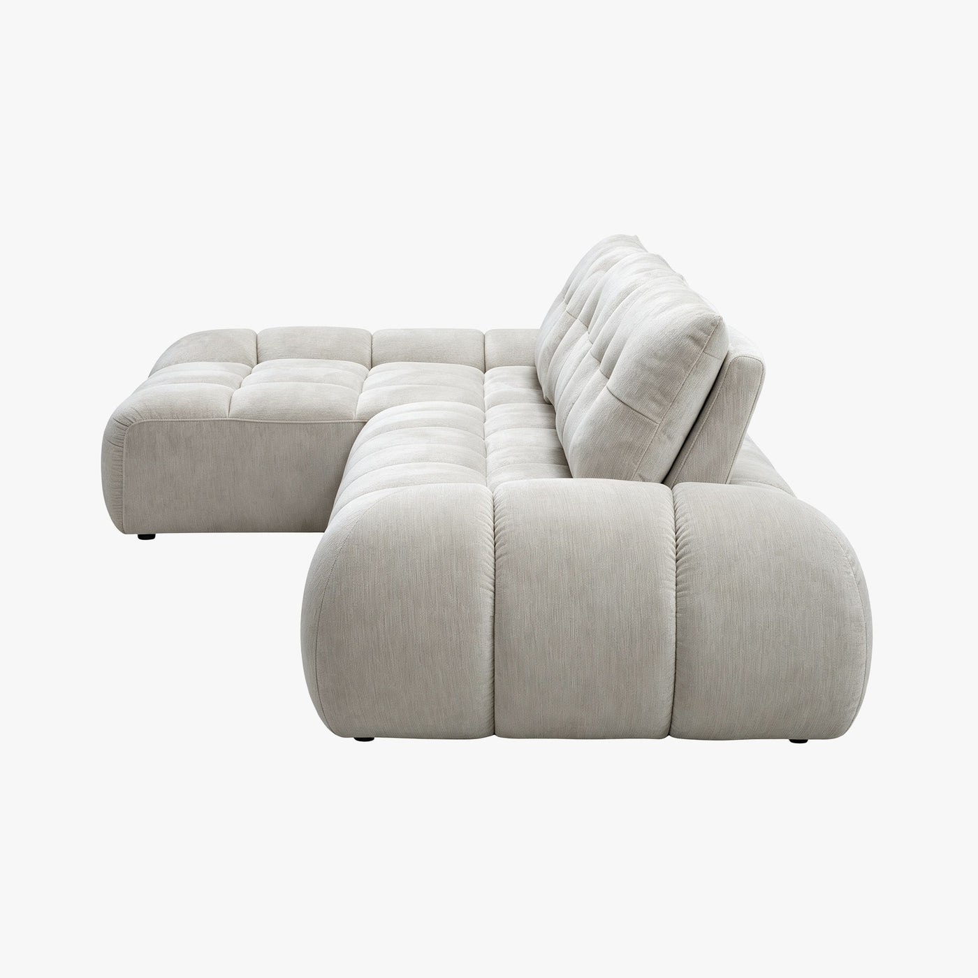 KESSY Canapé d'angle avec dossier amovible en tissu capitonné beige - Angle gauche