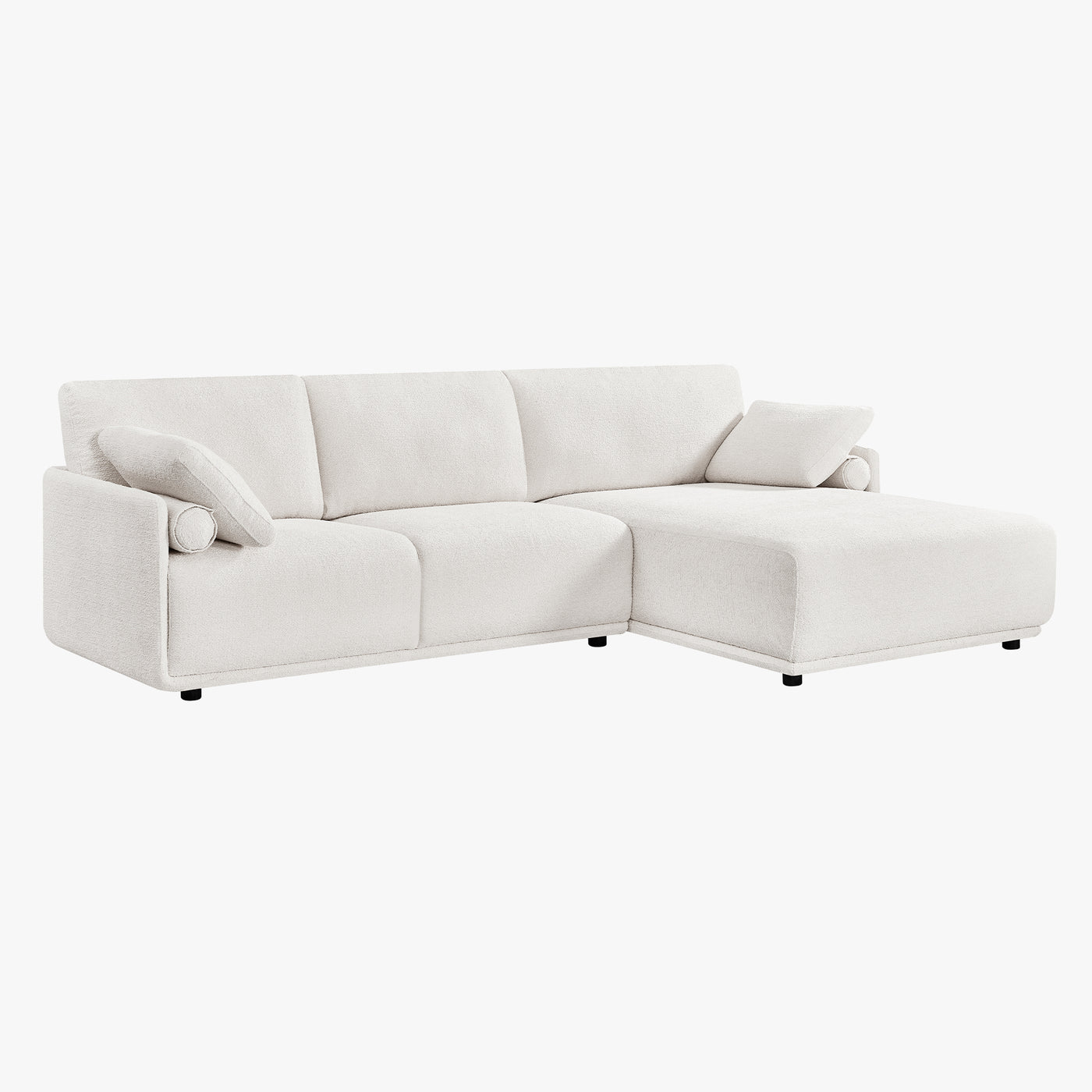 ELORA Canapé d'angle en tissu blanc écru - Angle droit