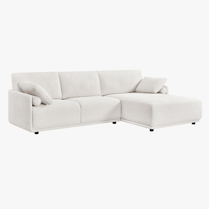 ELORA Canapé d'angle en tissu blanc écru - Angle droit