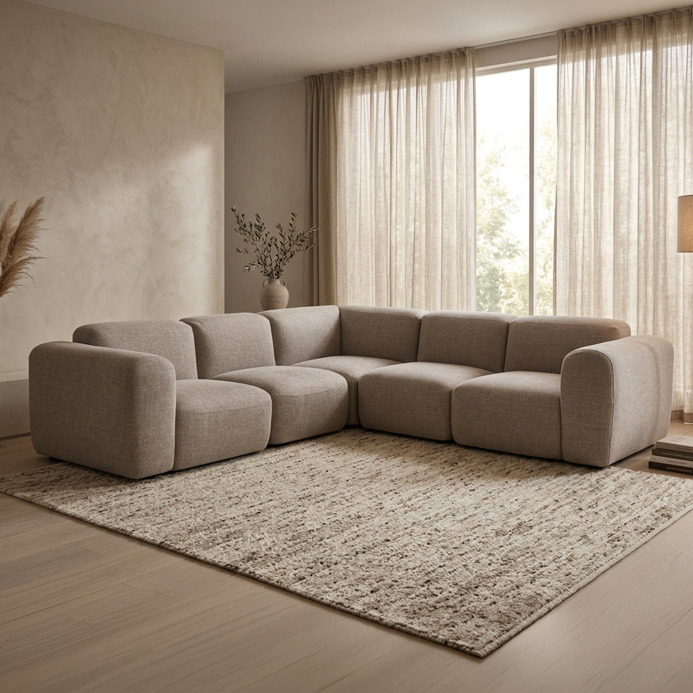 ALMA Canapé d'angle modulable en tissu taupe - Canapés d'angle - Mobilier Deco
