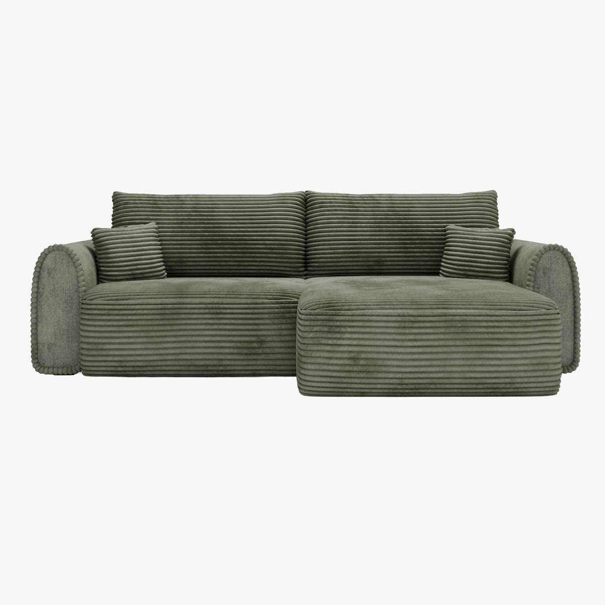 ADELE Canapé d'angle convertible et réversible avec coffre en velours côtelé vert