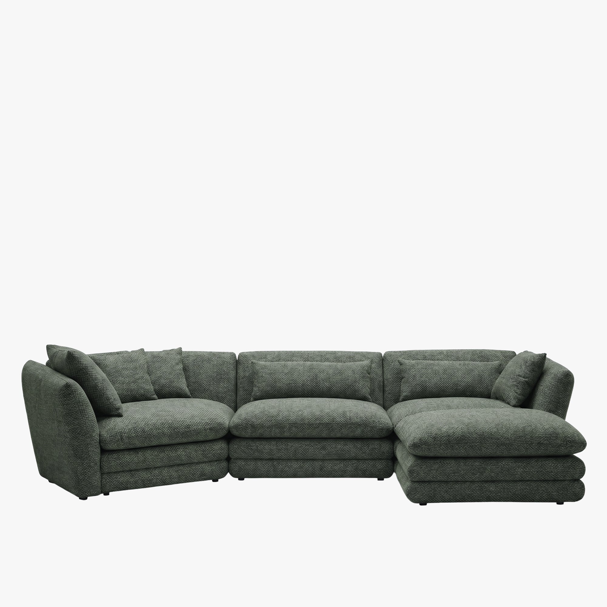 NATALIA Canapé d'angle modulable et réversible en tissu vert - Canapés d'angle - Mobilier Deco