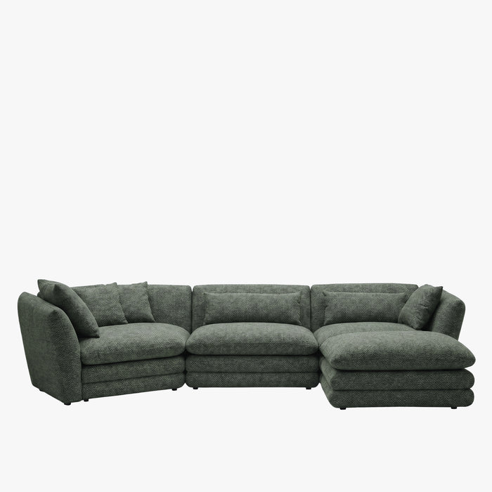 NATALIA Canapé d'angle modulable et réversible en tissu vert