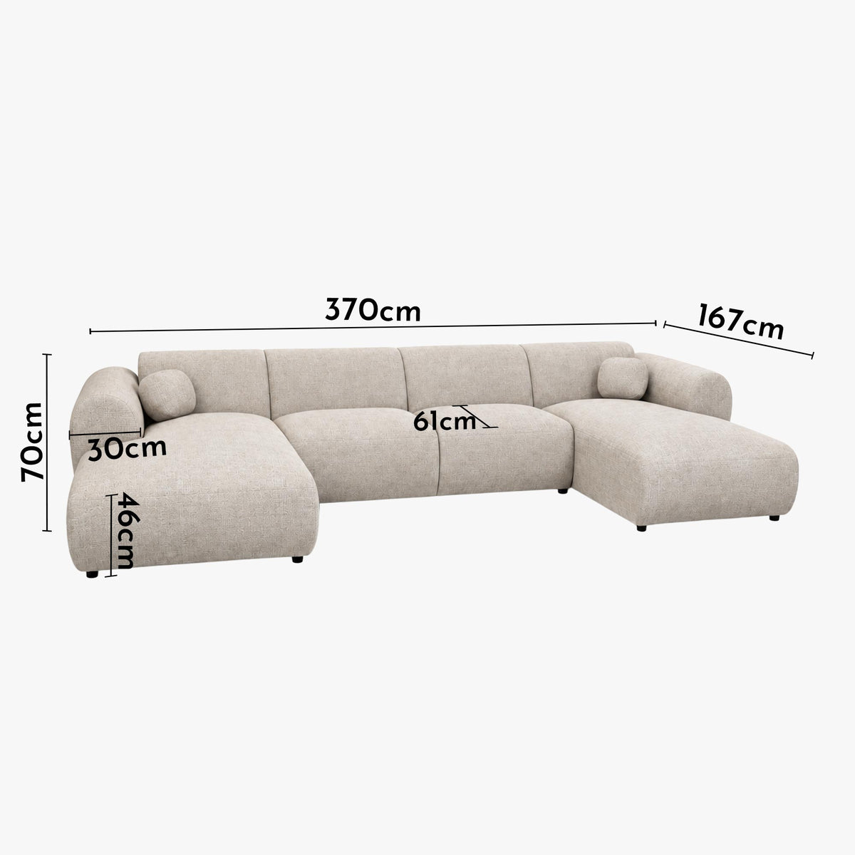 NAYLA XL Canapé panoramique en tissu beige - Mobilier Deco