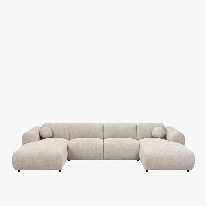 NAYLA XL Canapé panoramique en tissu beige – vue 2