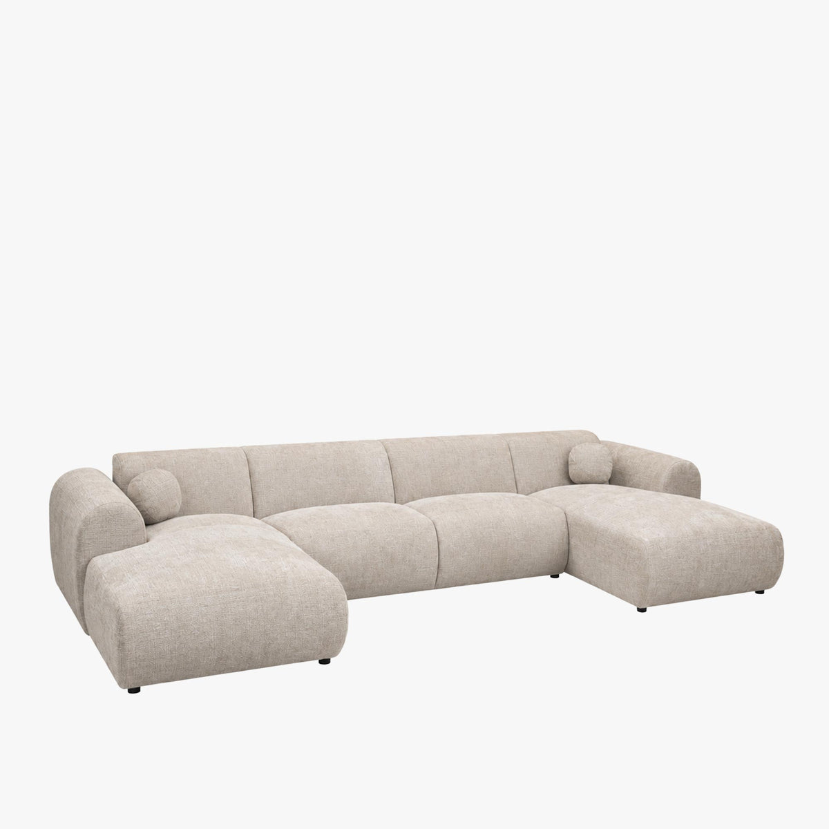 NAYLA XL Canapé panoramique en tissu beige - Mobilier Deco