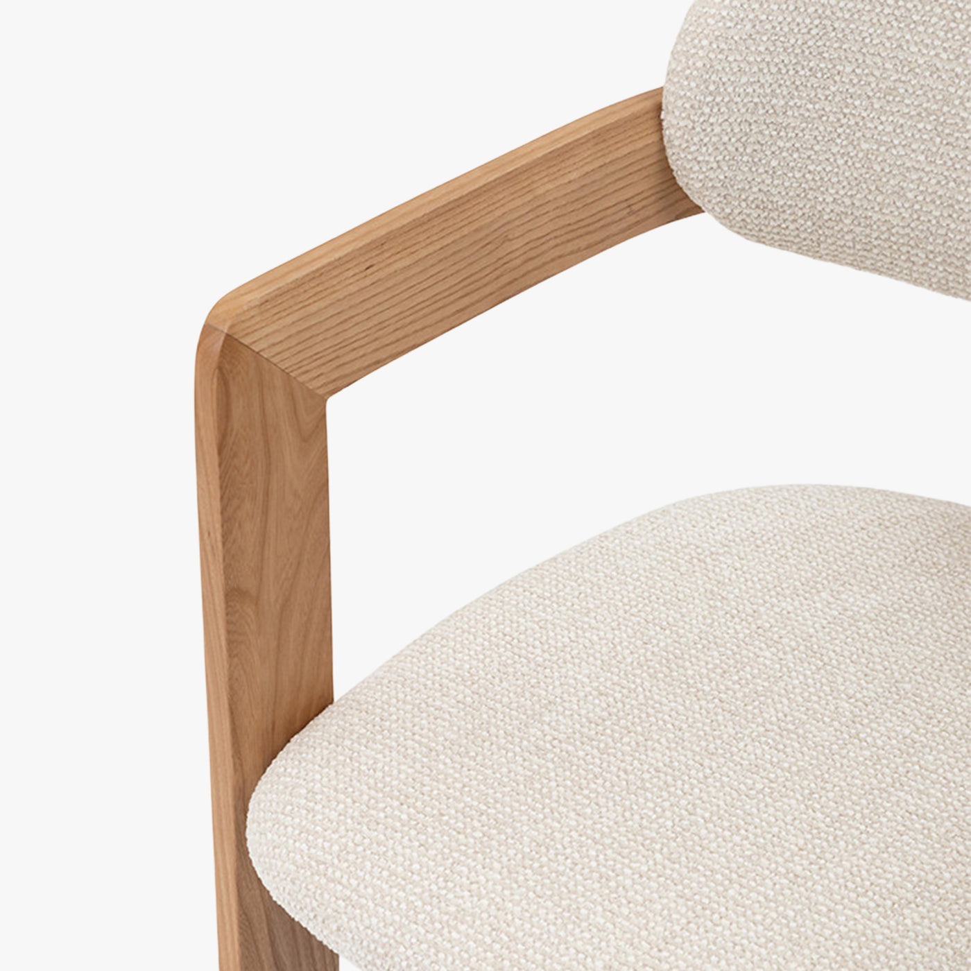lot de 2 chaises de repas en tissu beige avec pieds en chêne massif couleur bois clair