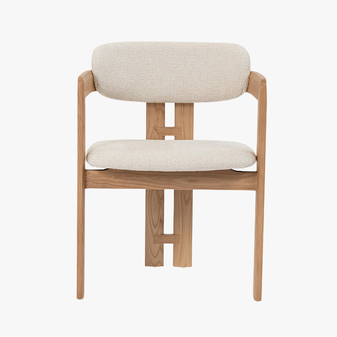 lot de 2 chaises de repas en tissu beige avec pieds en chêne massif couleur bois clair