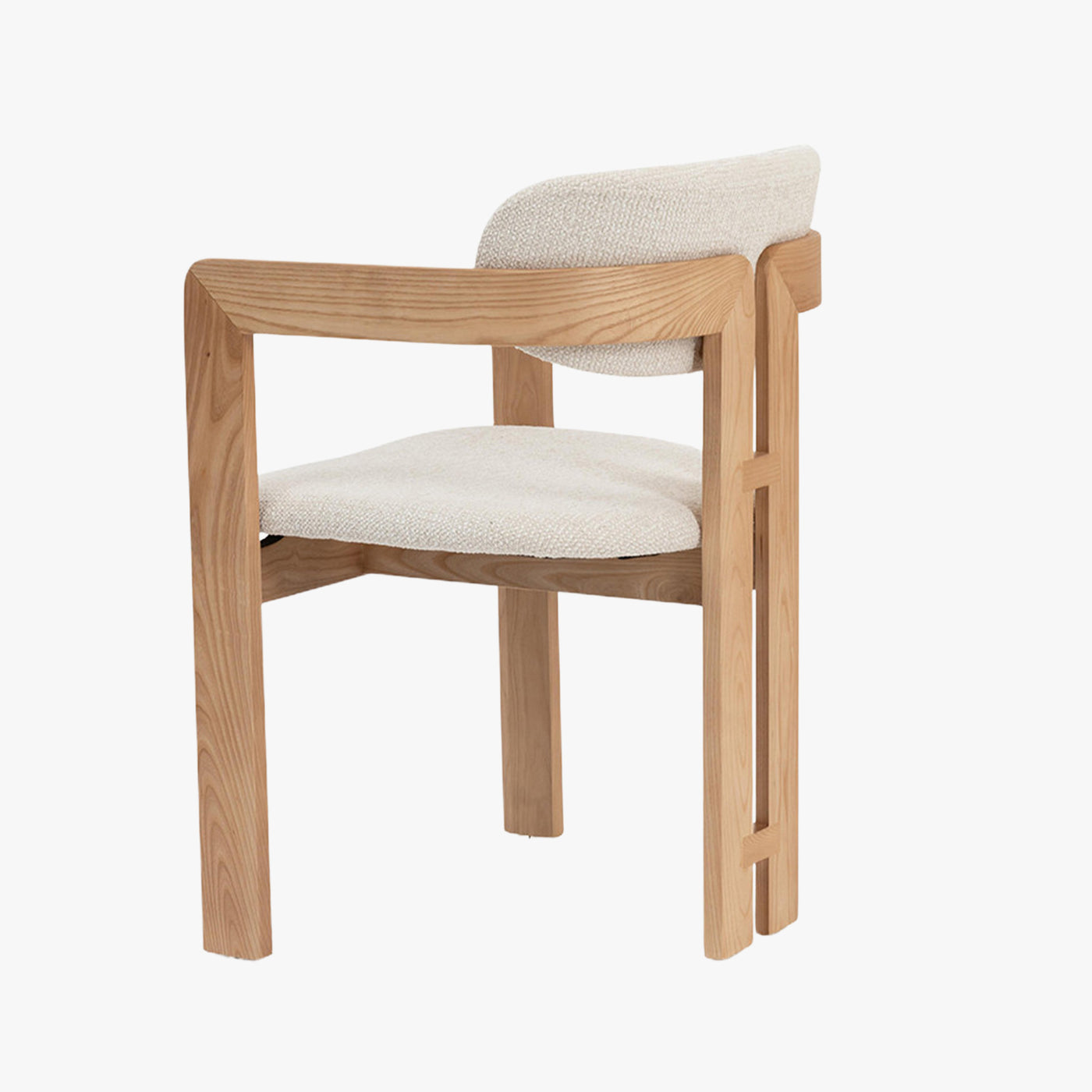 lot de 2 chaises de repas en tissu beige avec pieds en chêne massif couleur bois clair
