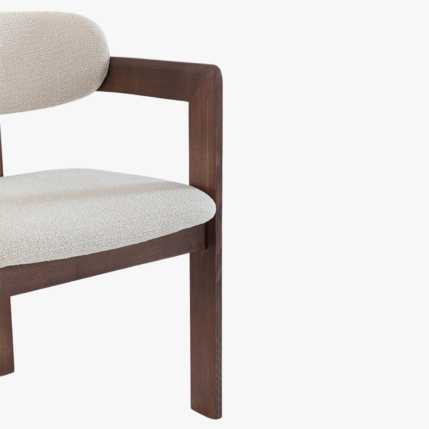 lot de 2 chaises de repas en tissu beige avec pieds en chêne massif couleur bois foncé