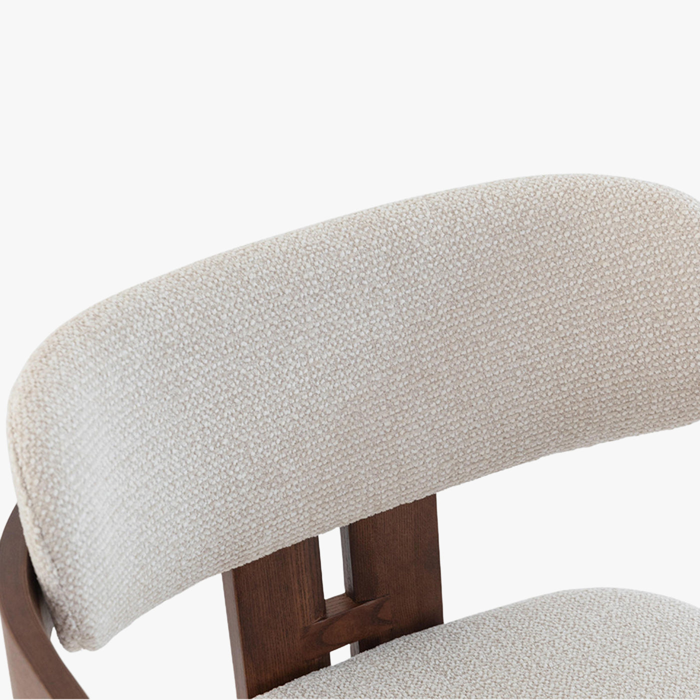 lot de 2 chaises de repas en tissu beige avec pieds en chêne massif couleur bois foncé