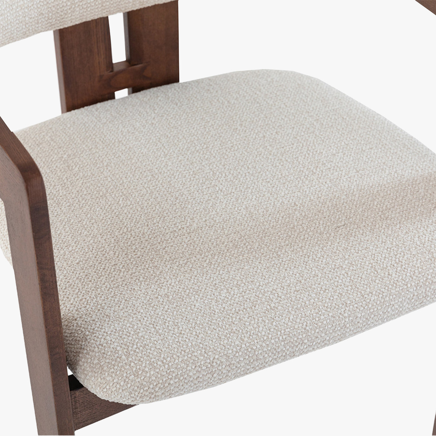 lot de 2 chaises de repas en tissu beige avec pieds en chêne massif couleur bois foncé
