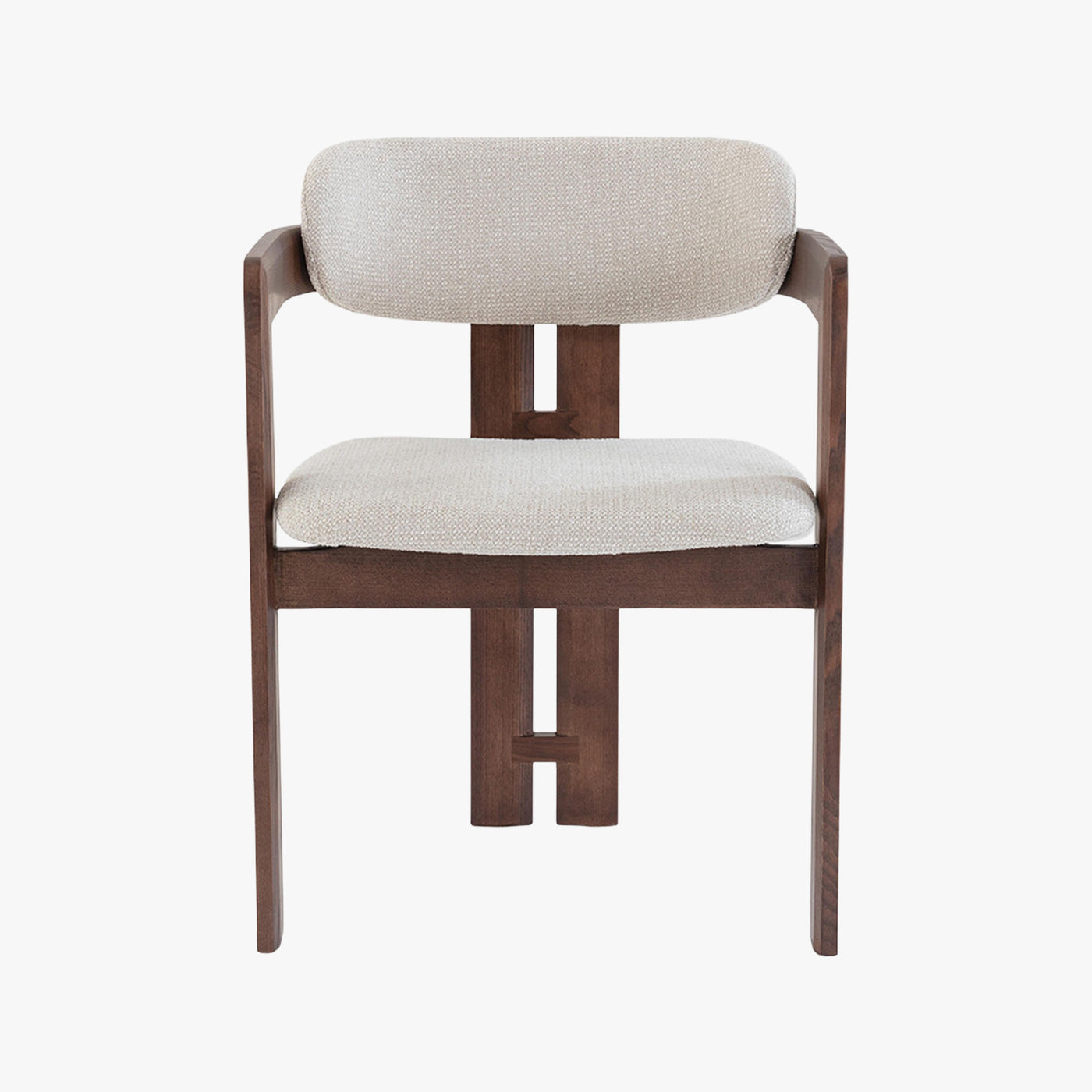 lot de 2 chaises de repas en tissu beige avec pieds en chêne massif couleur bois foncé