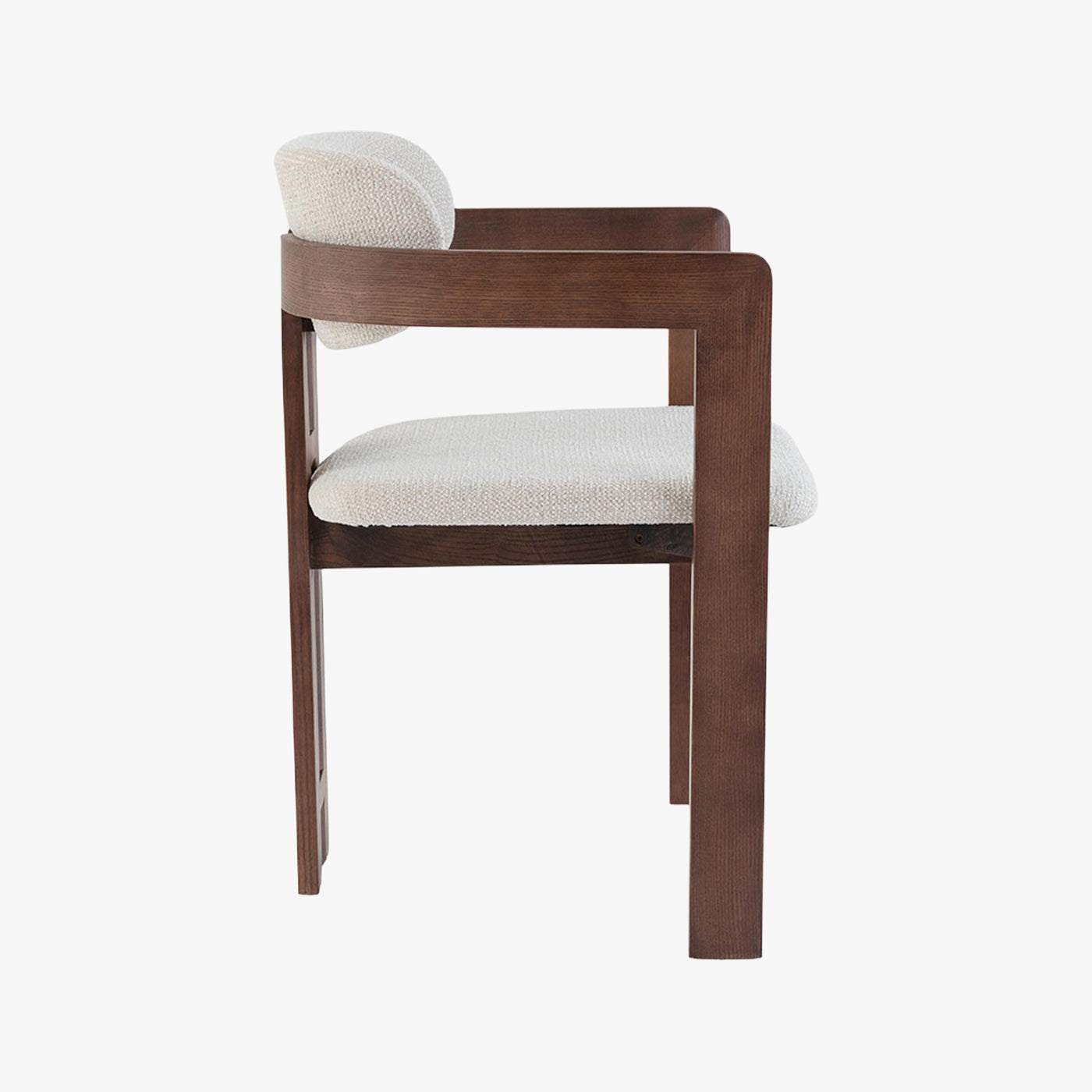 lot de 2 chaises de repas en tissu beige avec pieds en chêne massif couleur bois foncé