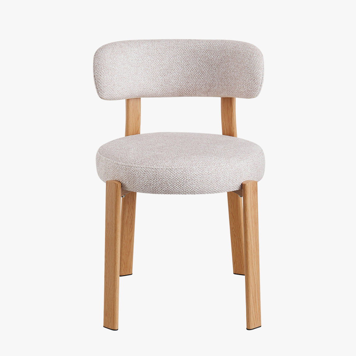 JULIA Lot de 2 chaises en tissu beige pieds couleur bois clair