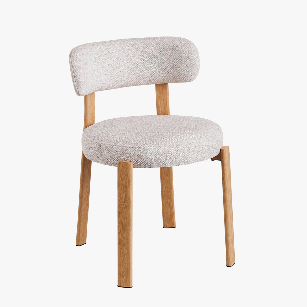JULIA Lot de 2 chaises en tissu beige pieds couleur bois clair