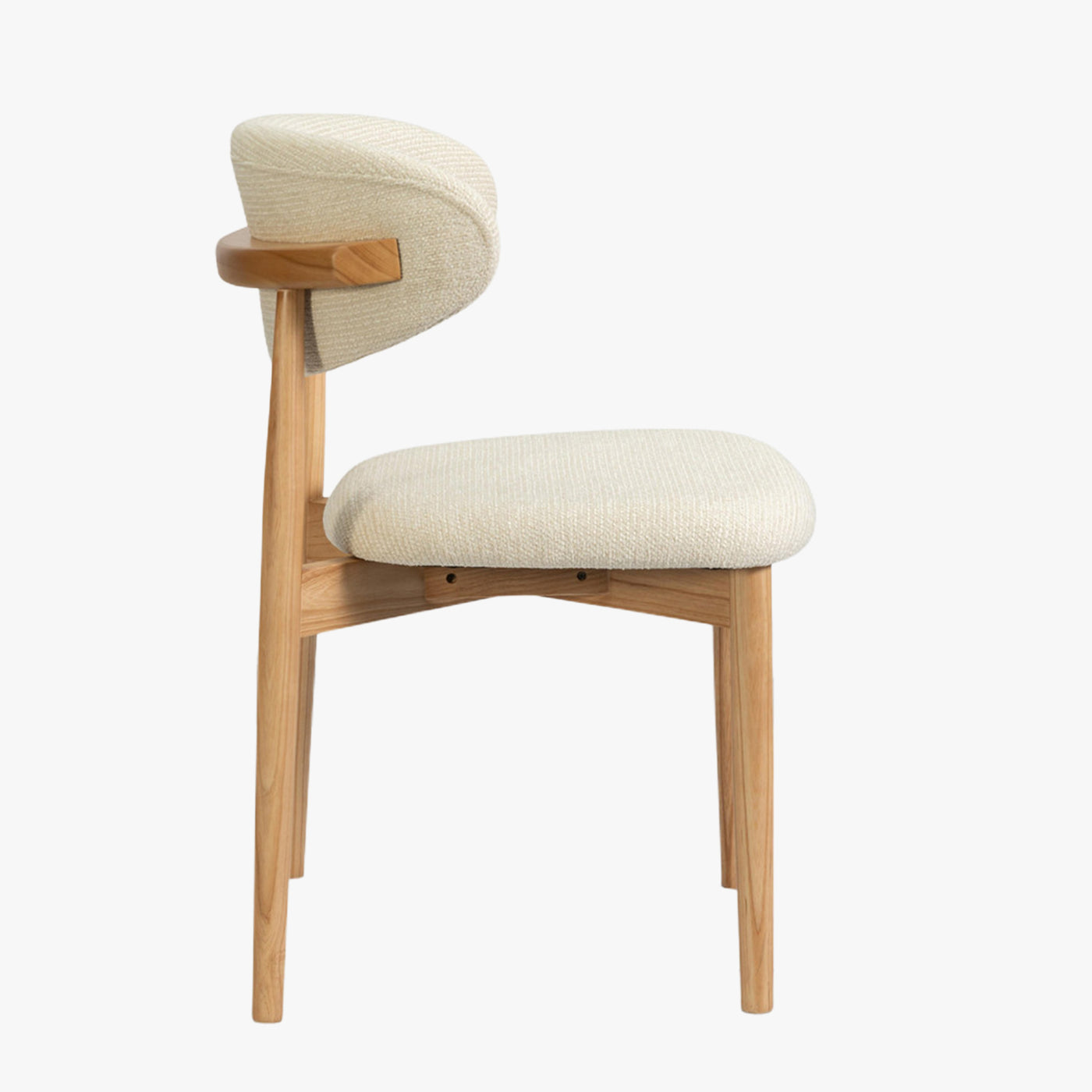 lot de 2 tabourets en tissu beige avec piètement en chêne massif couleur bois clair