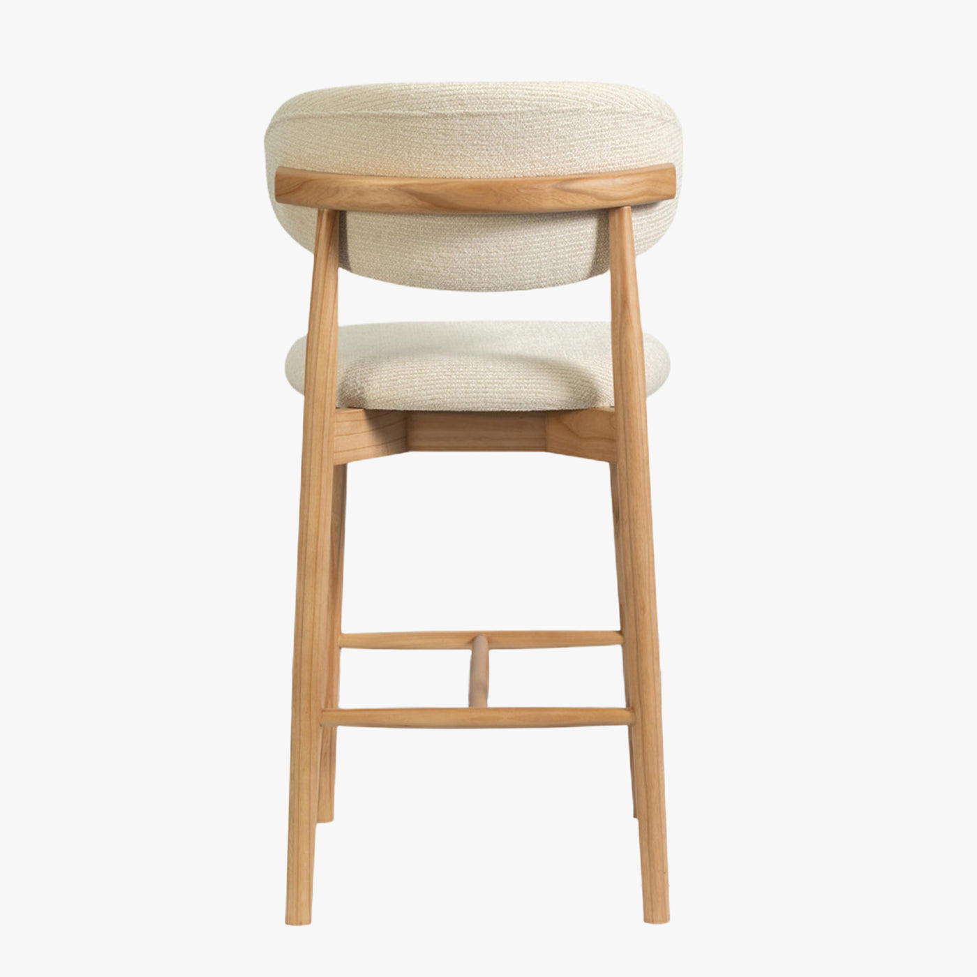 lot de 2 tabourets en tissu beige avec piètement en chêne massif couleur bois clair