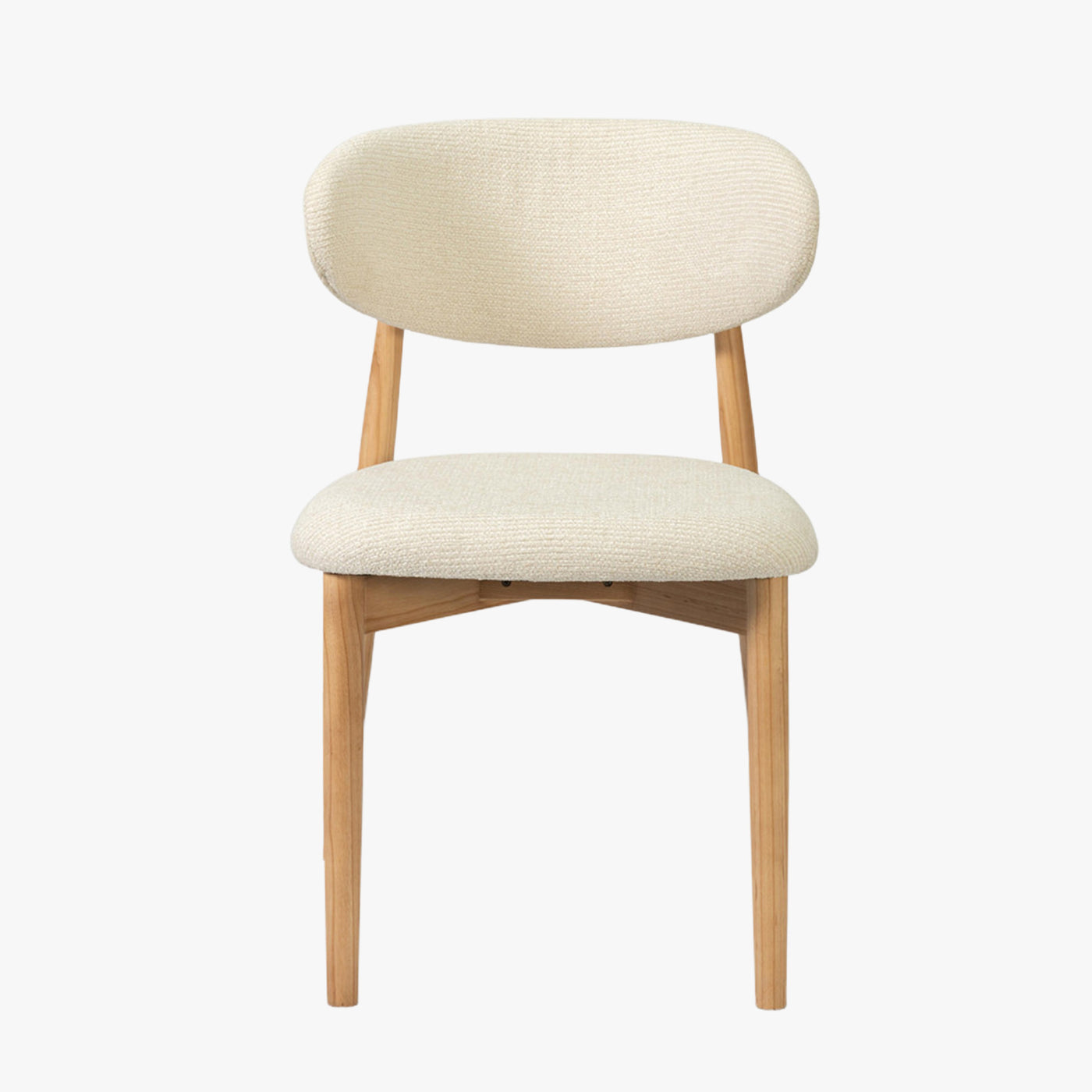 lot de 2 chaises en tissu beige avec piètement en chêne massif couleur bois clair