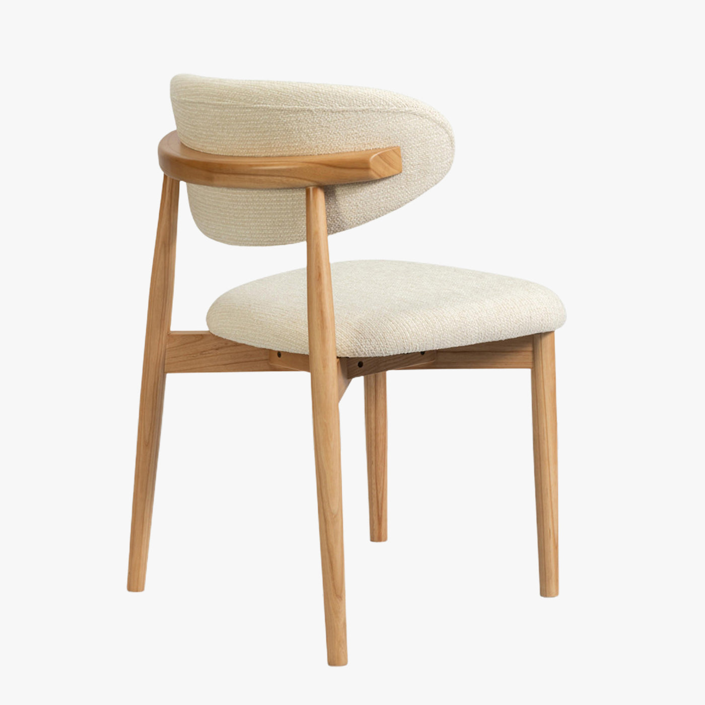 lot de 2 chaises en tissu beige avec piètement en chêne massif couleur bois clair