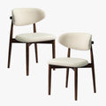CLARA Lot de 2 chaises en tissu bouclette beige pieds en chêne massif foncé