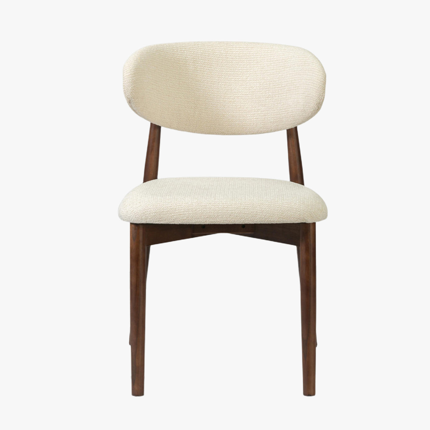 lot de 2 chaises en tissu beige avec piètement en chêne massif couleur bois foncé