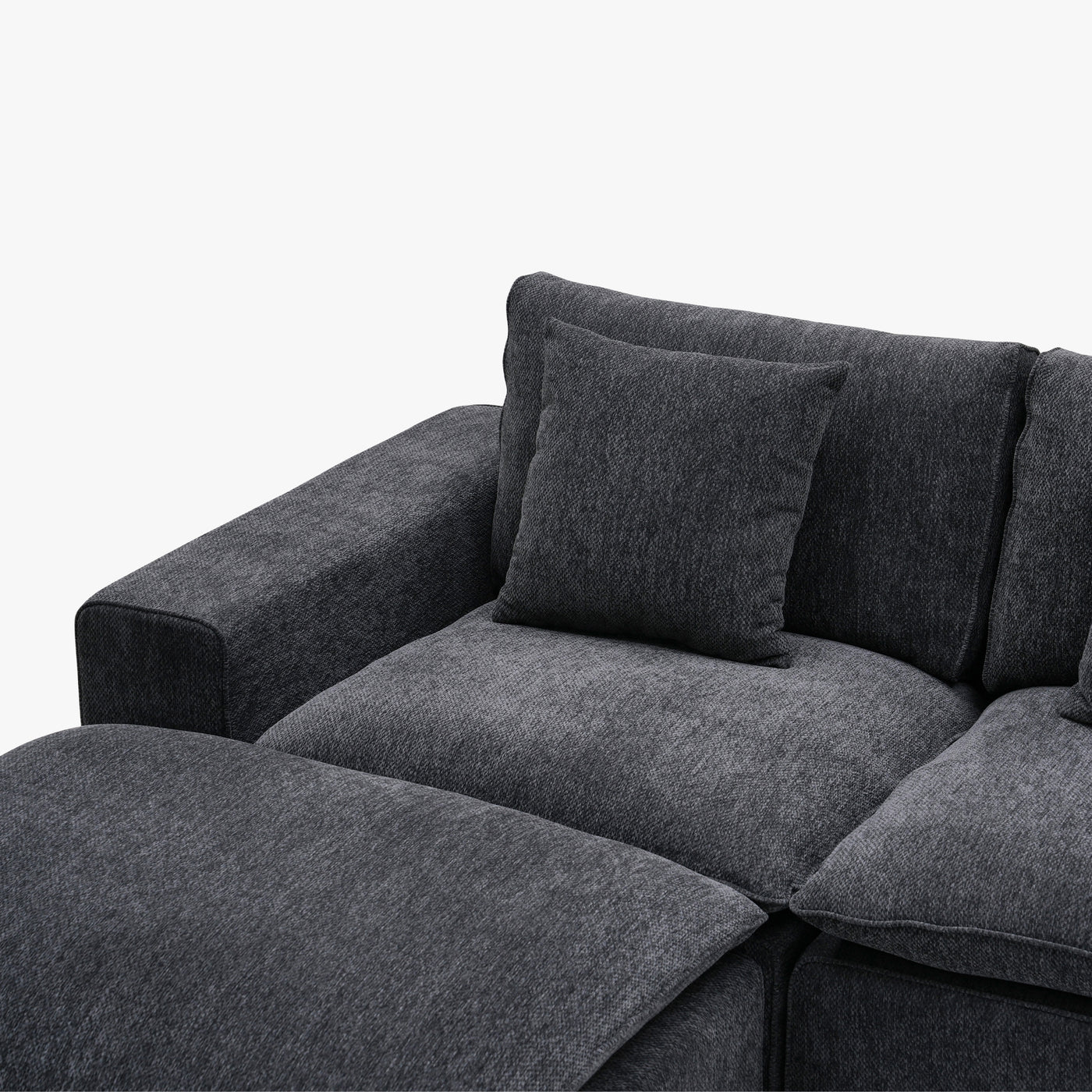 SELENIA Canapé d'angle modulable en tissu taupe