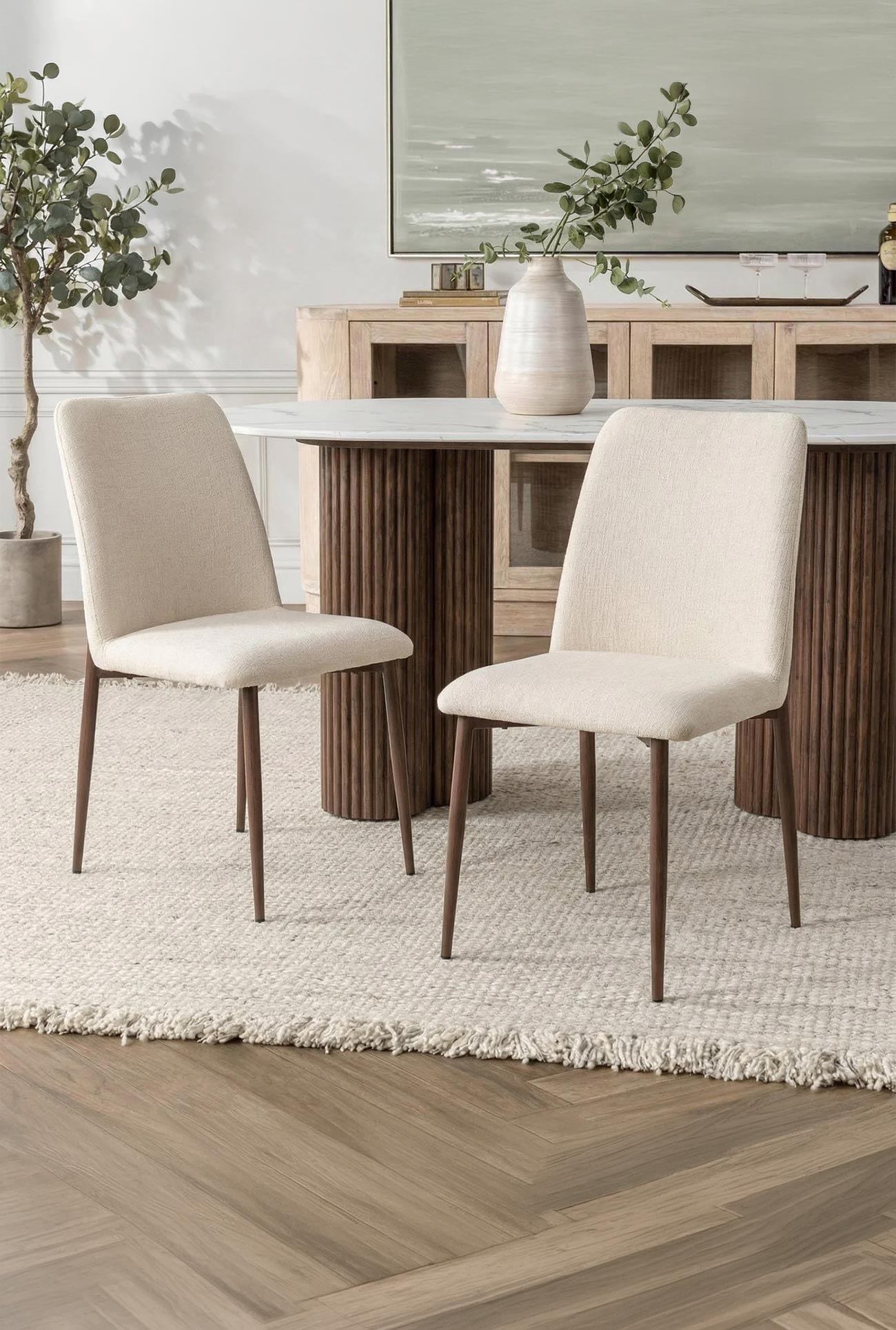 SELIA - Chaises & tabourets en tissu pieds couleur bois foncé