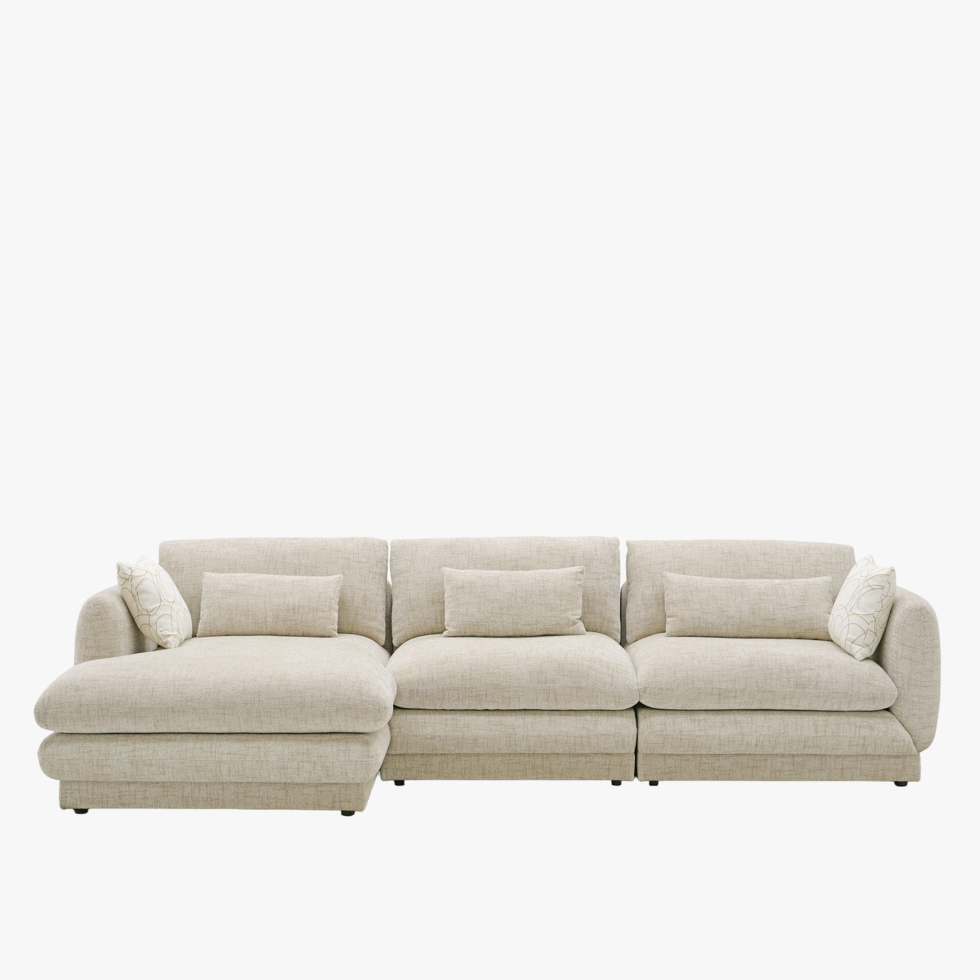 KENDAL Canapé d'angle en tissu beige - Angle gauche