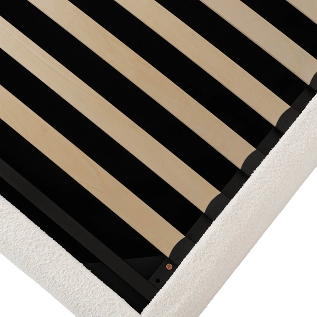 ADAM Lit double en tissu bouclette beige avec coffre 160x200 cm - Lits - Mobilier Deco