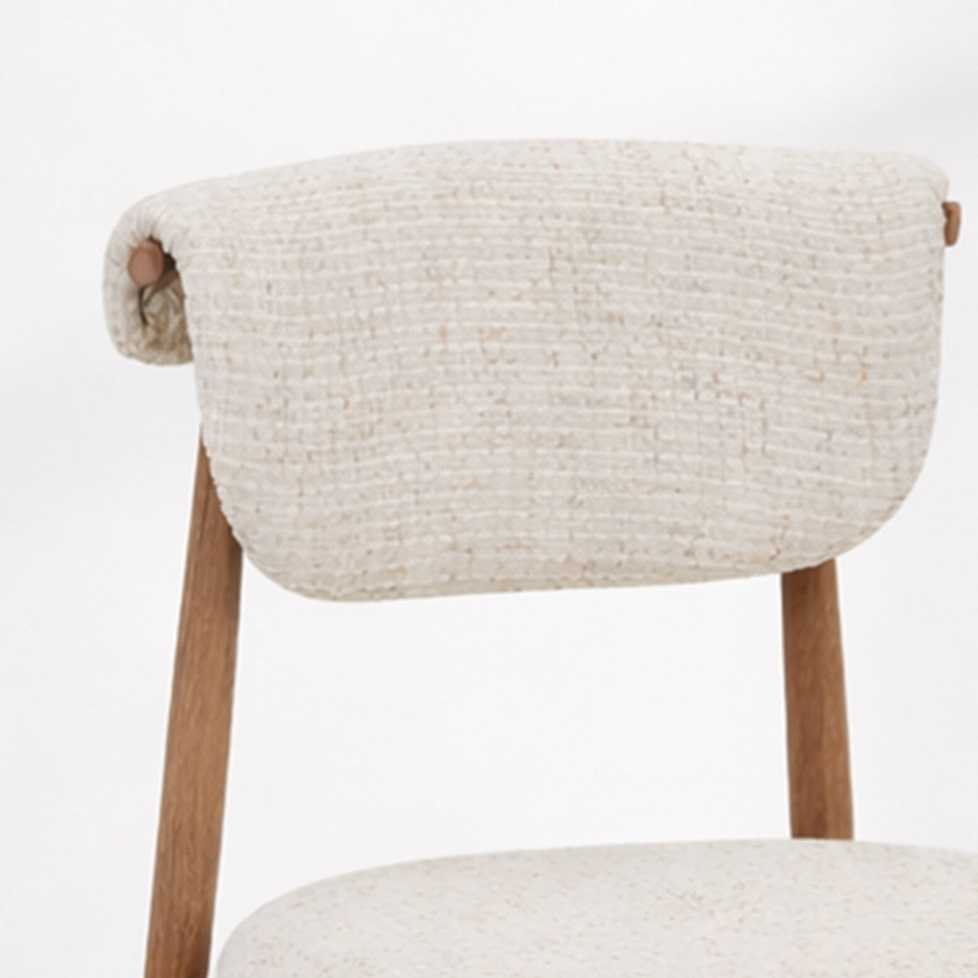 ADRIA Lot de 2 chaises en tissu beige pieds couleur bois - Chaise de repas - Mobilier Deco