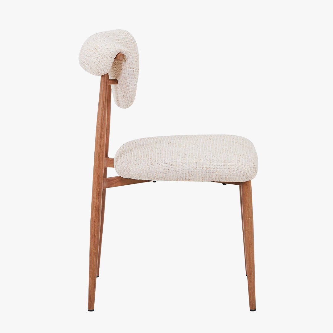 ADRIA Lot de 2 chaises en tissu beige pieds couleur bois - Chaise de repas - Mobilier Deco