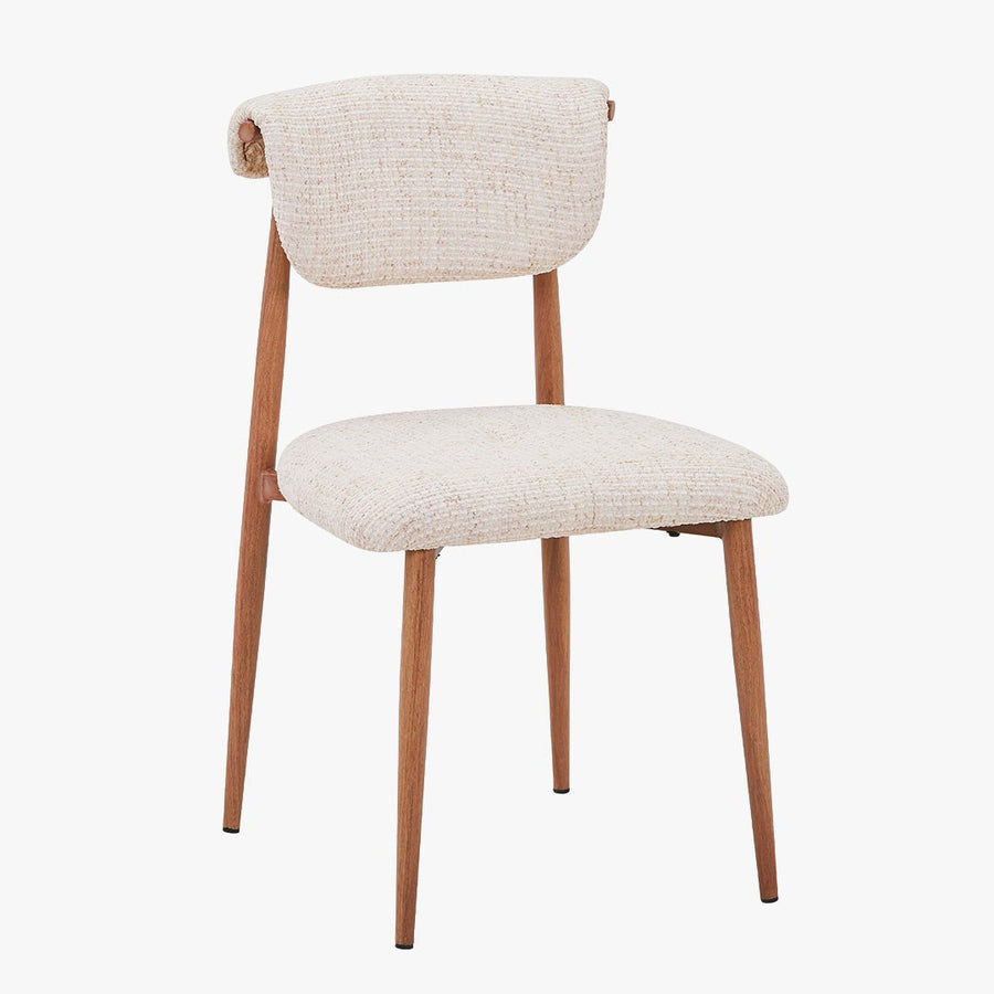 ADRIA Lot de 2 chaises en tissu beige pieds couleur bois — aperçu vidéo