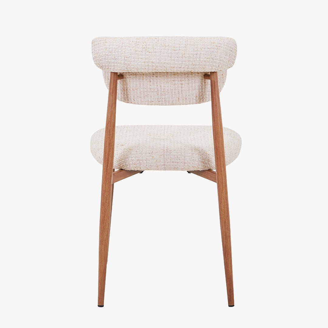 ADRIA Lot de 2 chaises en tissu beige pieds couleur bois - Chaise de repas - Mobilier Deco