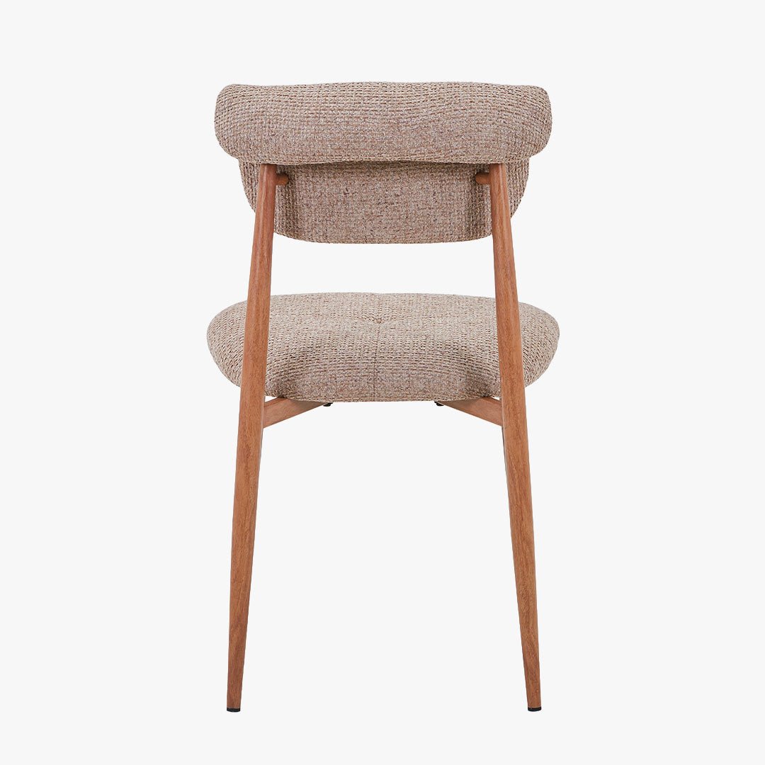 ADRIA Lot de 2 chaises en tissu taupe pieds couleur bois - Chaise de repas - Mobilier Deco