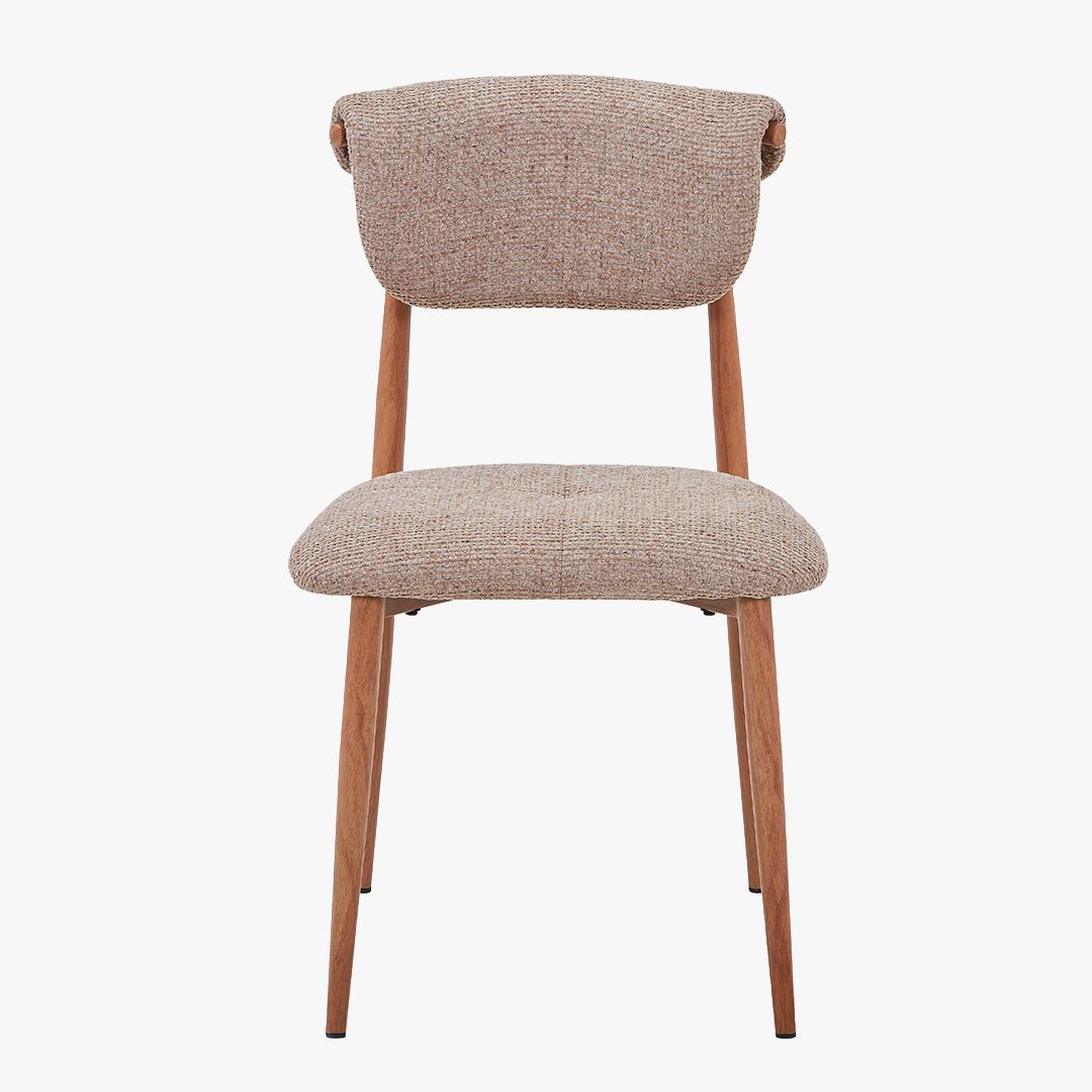 ADRIA Lot de 2 chaises en tissu taupe pieds couleur bois - Chaise de repas - Mobilier Deco