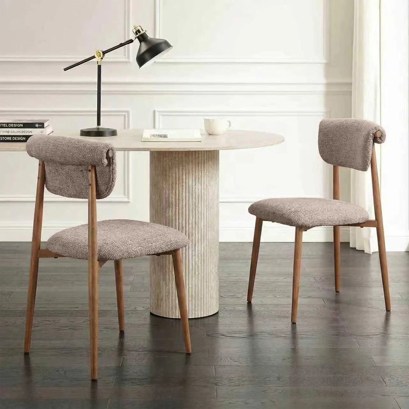 ADRIA - Chaises & tabourets en tissu pieds couleur bois