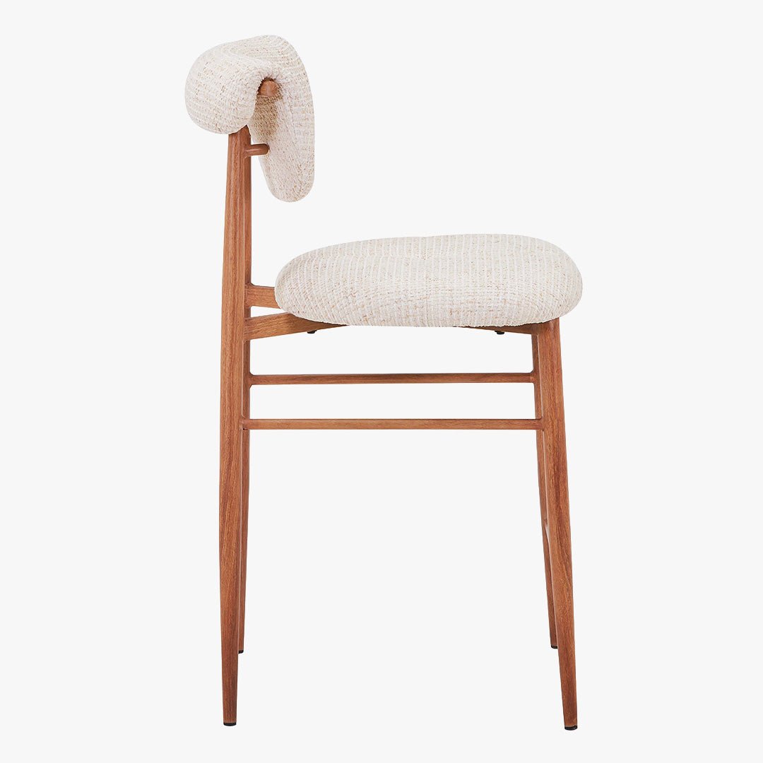 ADRIA Tabouret en tissu beige pieds couleur bois - Tabourets - Mobilier Deco
