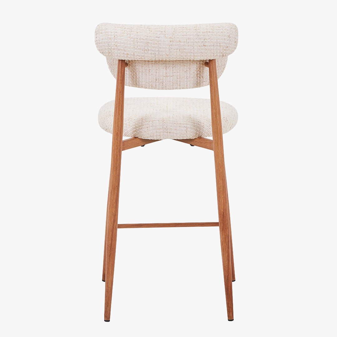 ADRIA Tabouret en tissu beige pieds couleur bois - Tabourets - Mobilier Deco