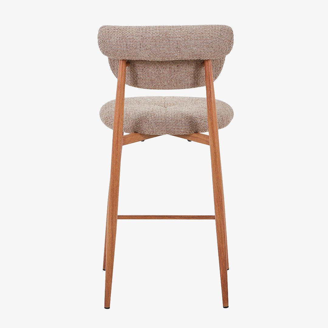 ADRIA Tabouret en tissu taupe pieds couleur bois - Tabourets - Mobilier Deco