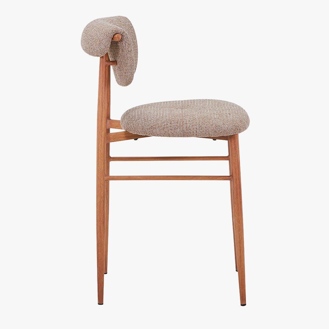 ADRIA Tabouret en tissu taupe pieds couleur bois - Tabourets - Mobilier Deco