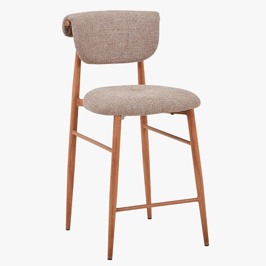 ADRIA Tabouret en tissu taupe pieds couleur bois