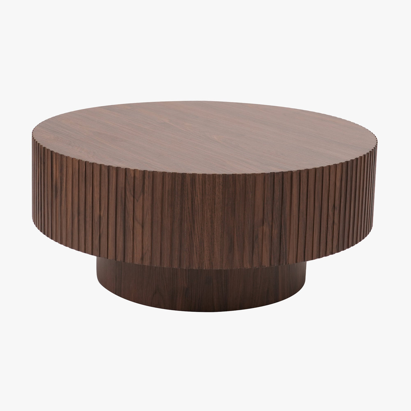 AIRA Table basse ronde couleur bois foncé D80 cm - Table basse - Mobilier Deco