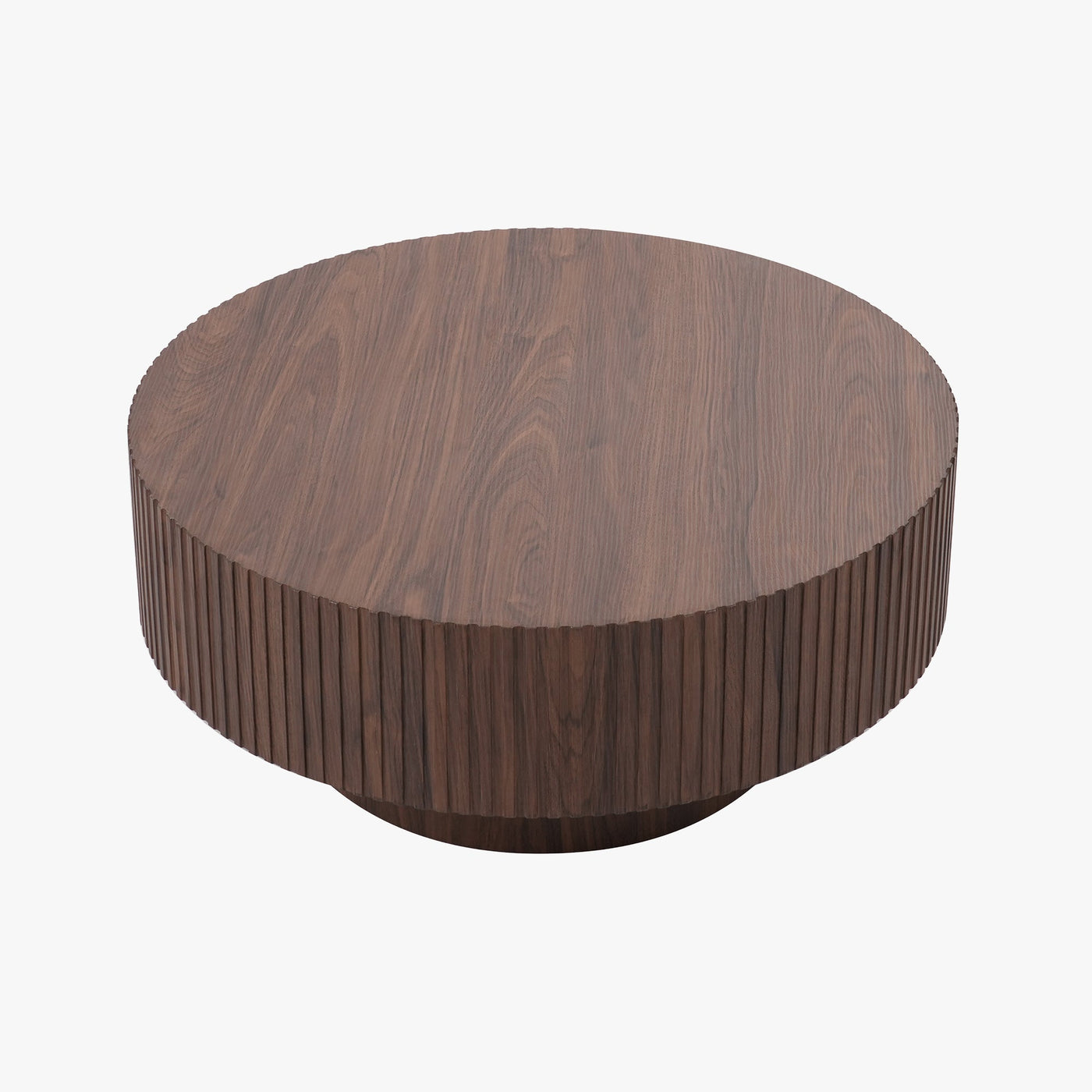 AIRA Table basse ronde couleur bois foncé D80 cm - Table basse - Mobilier Deco