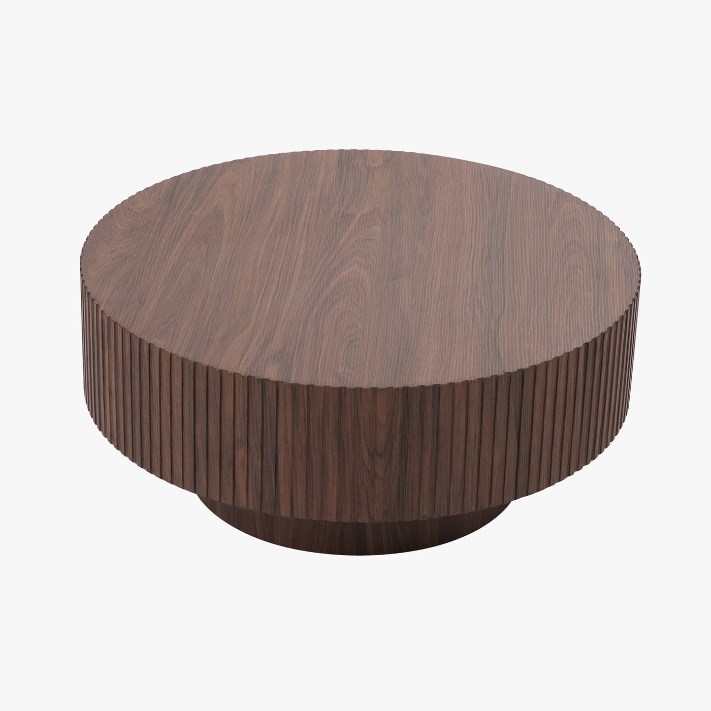 AIRA Table basse ronde couleur bois foncé D80 cm - Table basse - Mobilier Deco